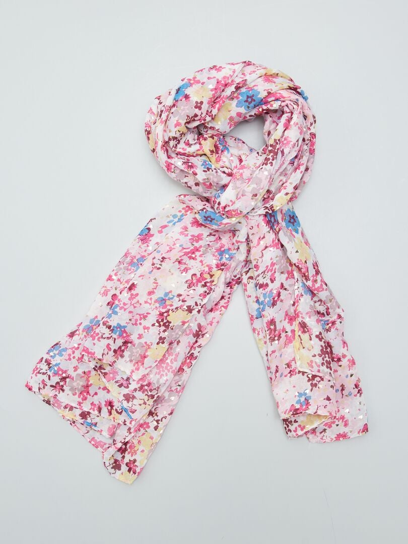Bufanda con estampado floral - ROSA