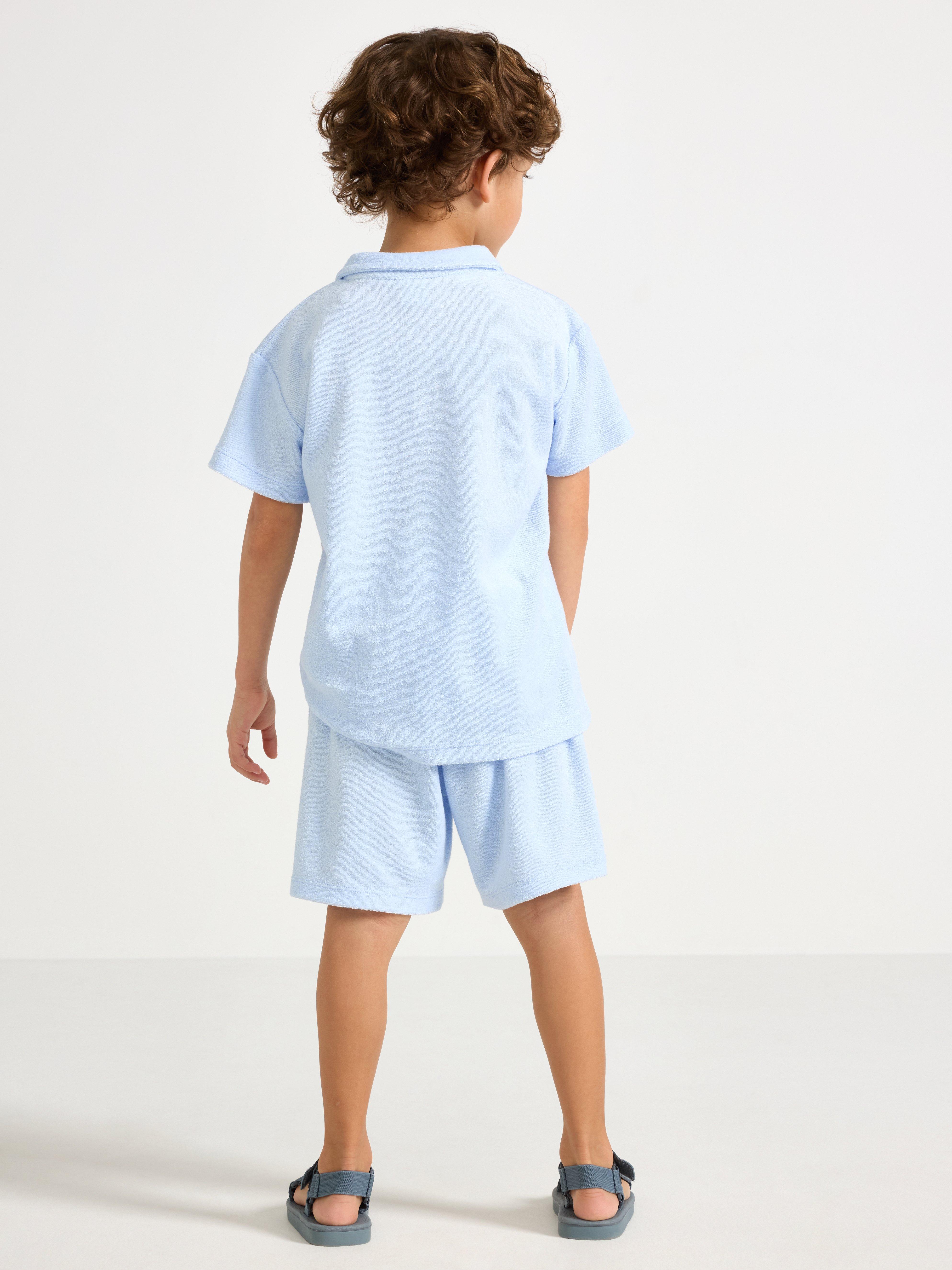 Pantalones cortos de felpa azul claro