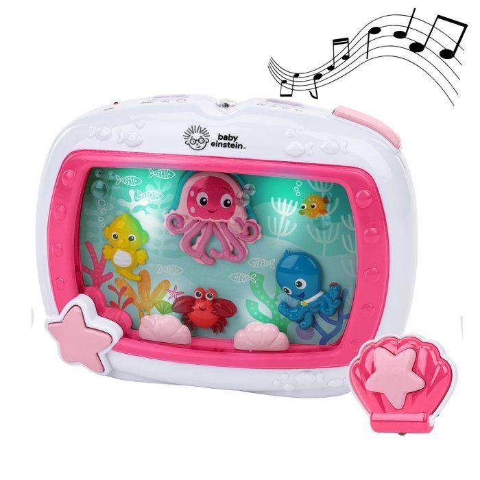 BABY EINSTEIN – Lámpara de noche para bebé Sueños Oceánicos – Sonidos musicales de acuario y océano, control remoto, rosa