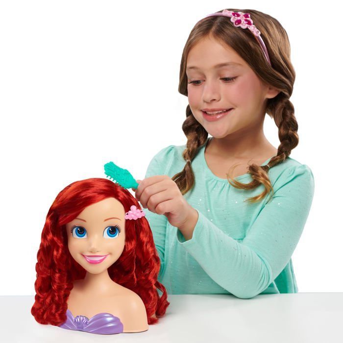 Cabeça de boneca Ariel da Disney - 20 cm - 3 acessórios - Para crianças a partir de 3 anos