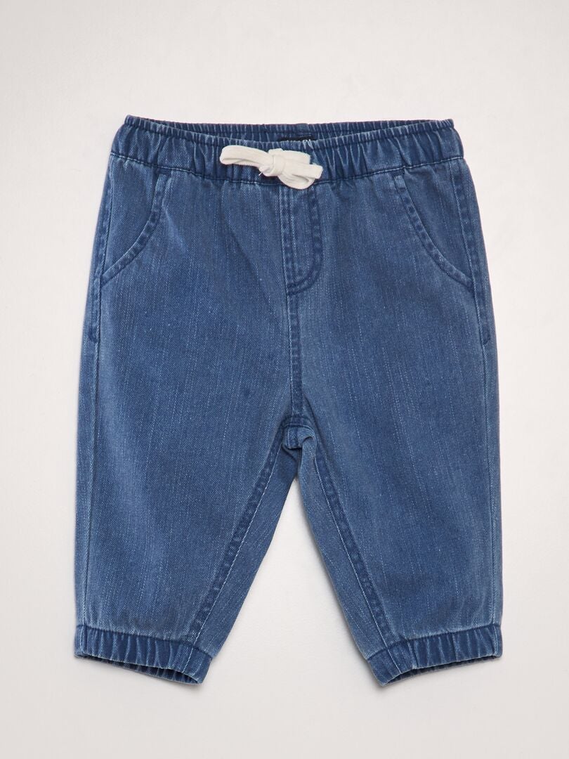 Paperbag denim broek - BLAUW