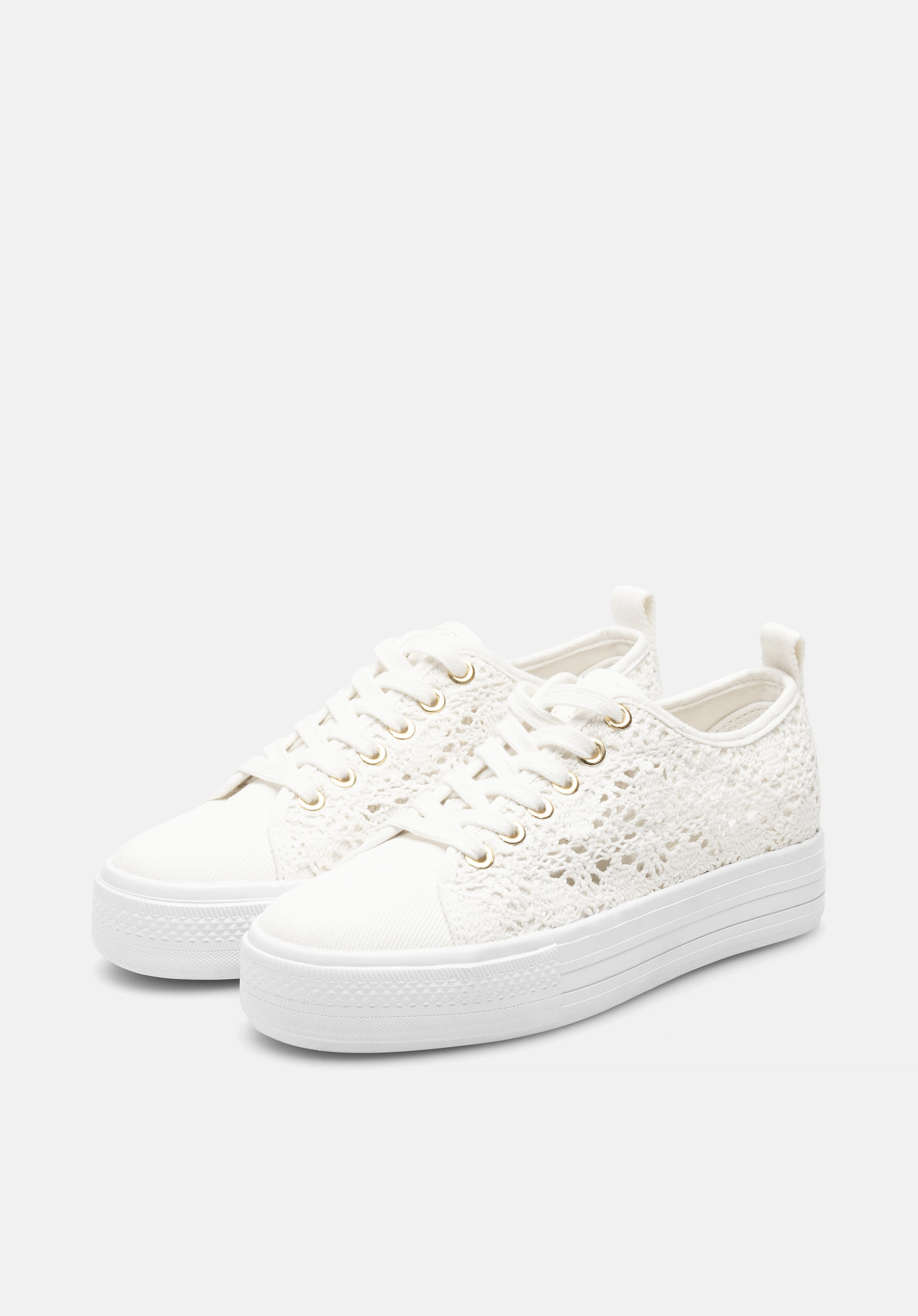 Damskie sneakersy ażurowe złamana biel