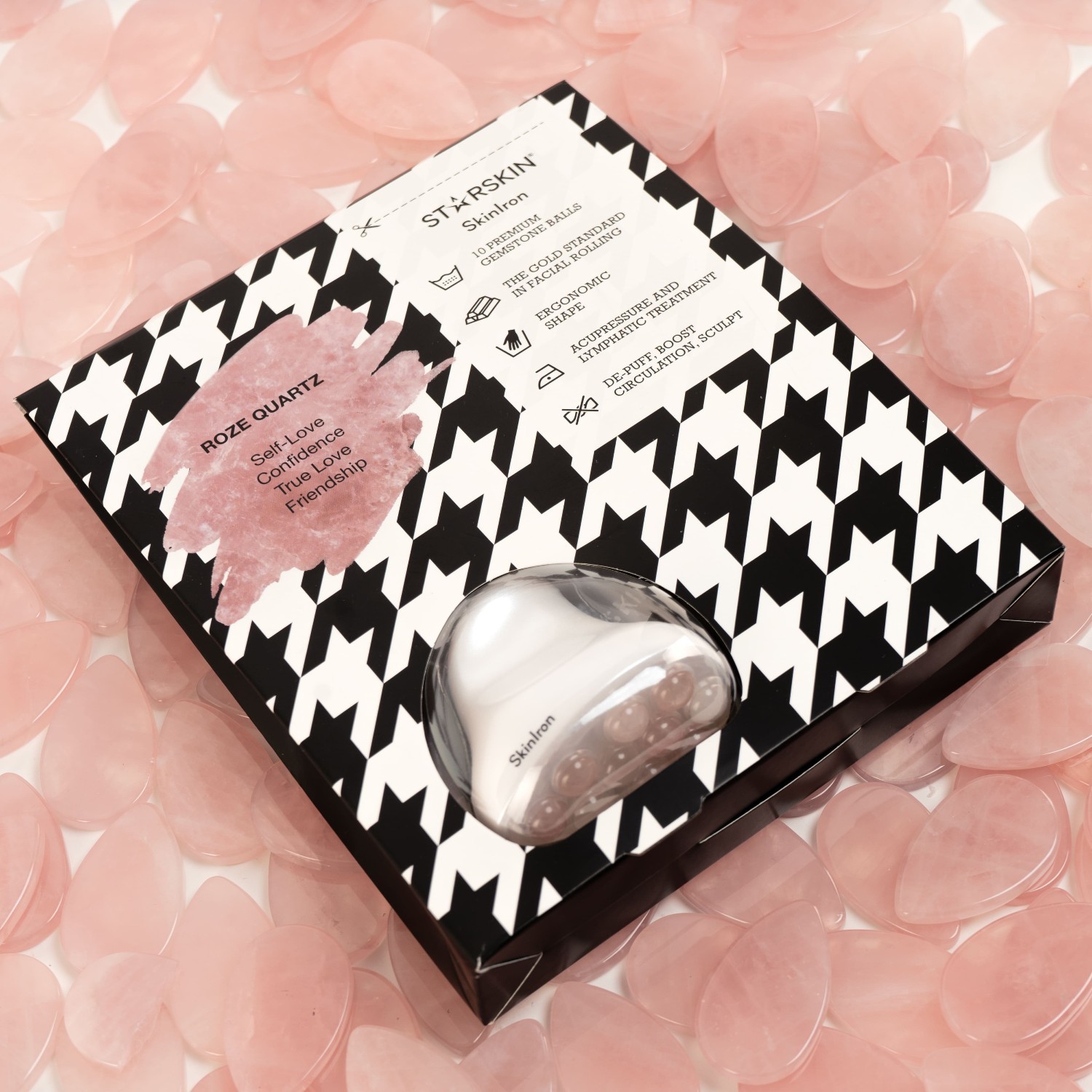 Masažer za obraz STARSKIN® Skin Iron Face Rose Quartz - Rose Quartz