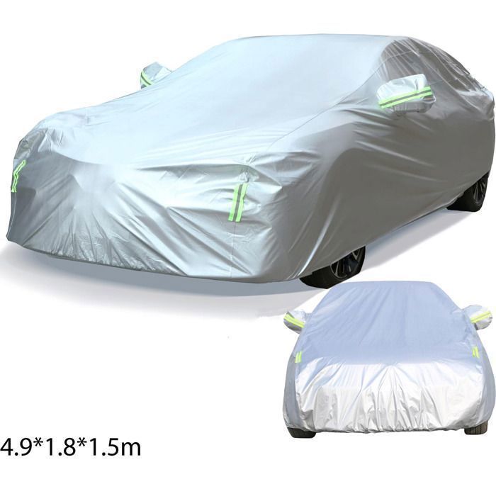 Funda para coche, funda universal para coche 190T totalmente impermeable, transpirable, resistente a la lluvia, la nieve y el calor, 4,9*1,8*1,5 m