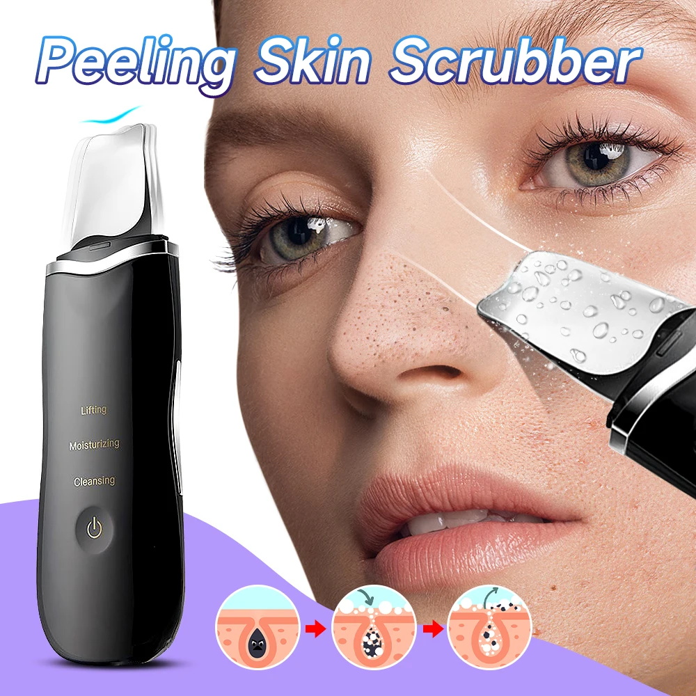 Brosse nettoyante électrique pour le visage, exfoliante, éliminatrice de points noirs, nettoyage en profondeur, lifting, ionique, nettoyant pour pores, spatule nettoyante pour le visage