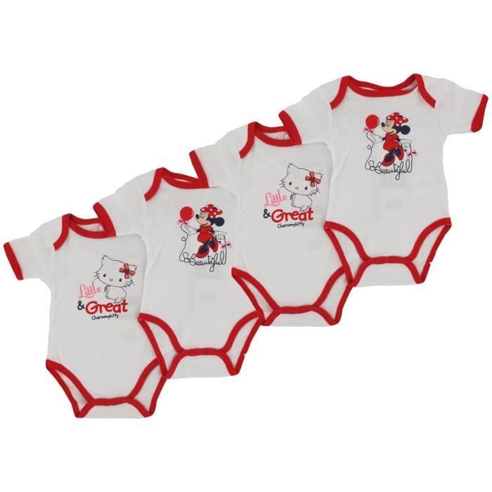 Conjunto de 4 bodys para bebé de Disney y Charmy Kitty - Rojo