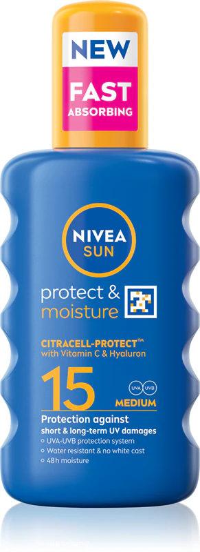 Protetor solar em spray NIVEA SUN Protect & Moisture FPS 15