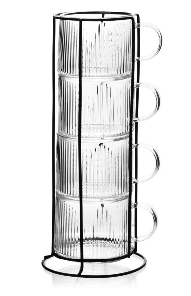 Komplet 4 filiżanek na stojaku 350ml PETER