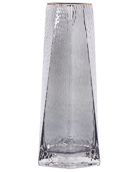 Wazon na kwiaty ozdobny szklany 27 cm szary