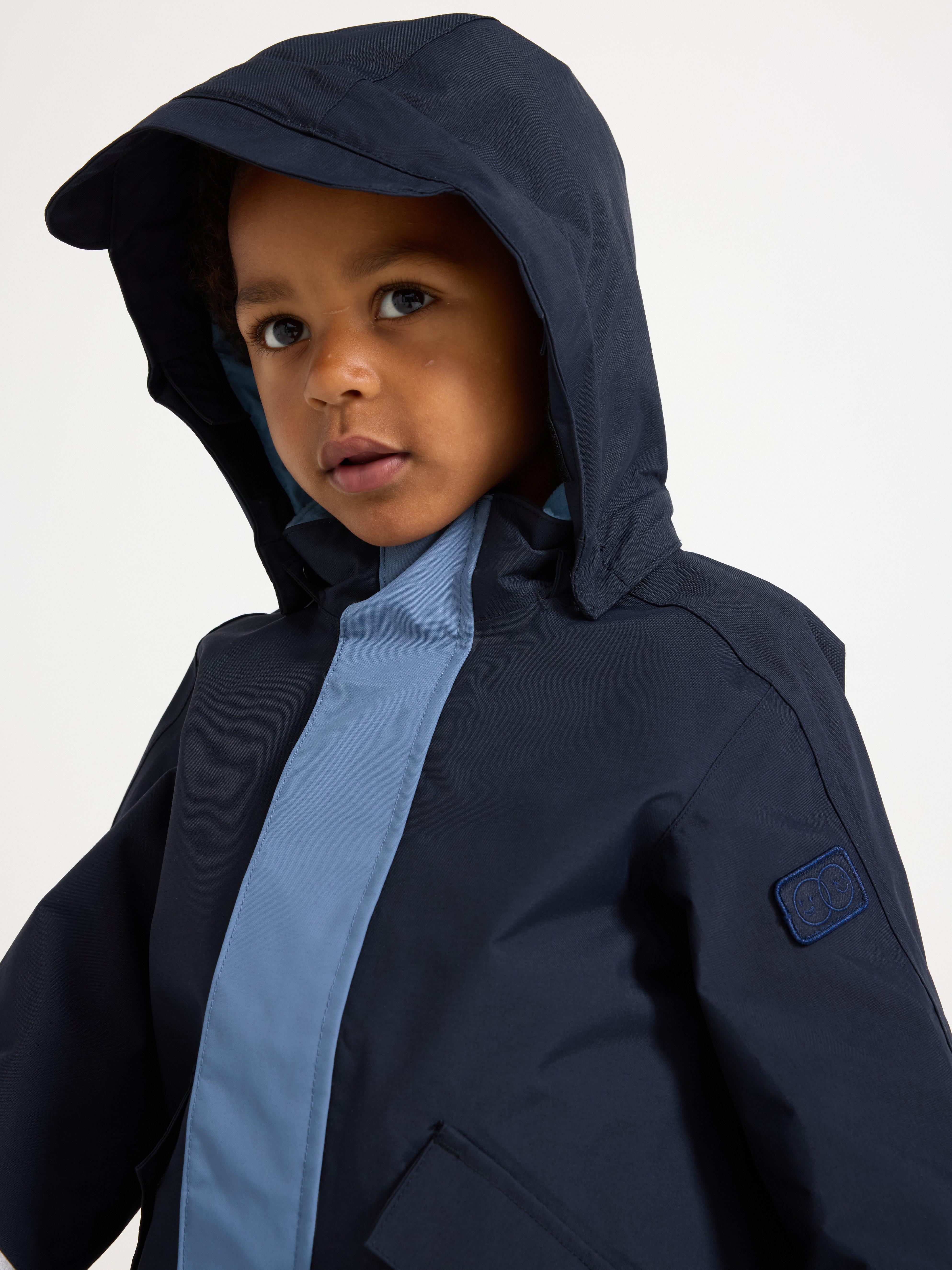 Chaqueta impermeable con mangas ajustables – Ropa deportiva infantil azul marino oscuro
