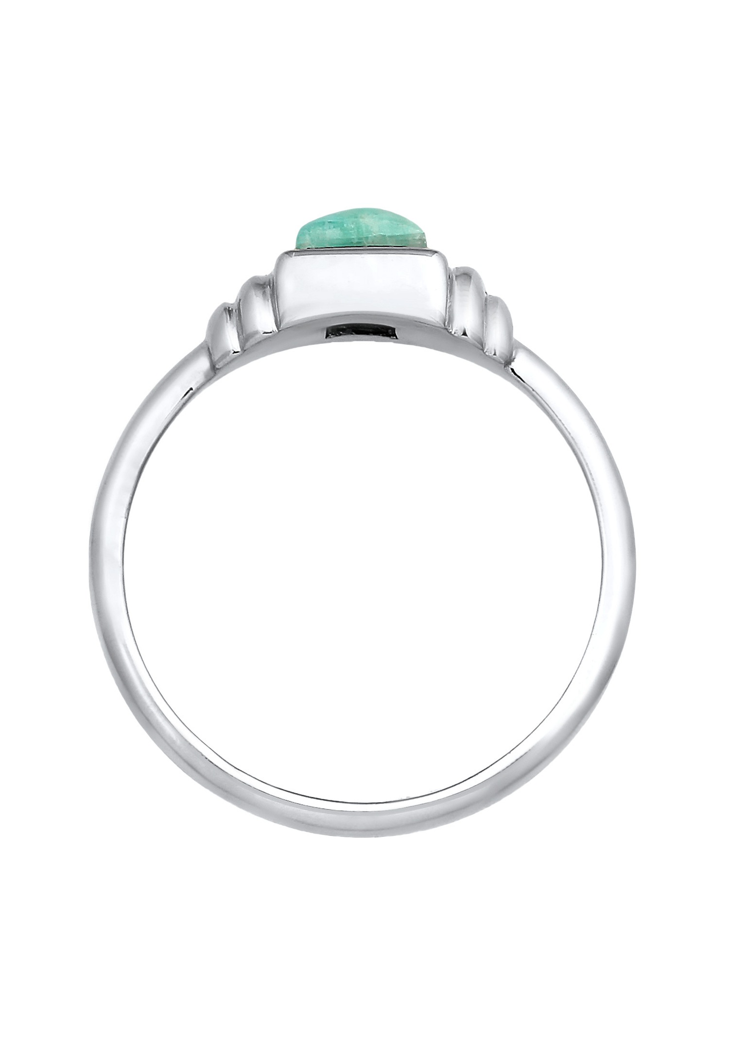Elli PREMIUM Elli PREMIUM Bague Femmes Solitaire Vintage Carré Simple avec Amazonite en argent sterling 925 plaqué or