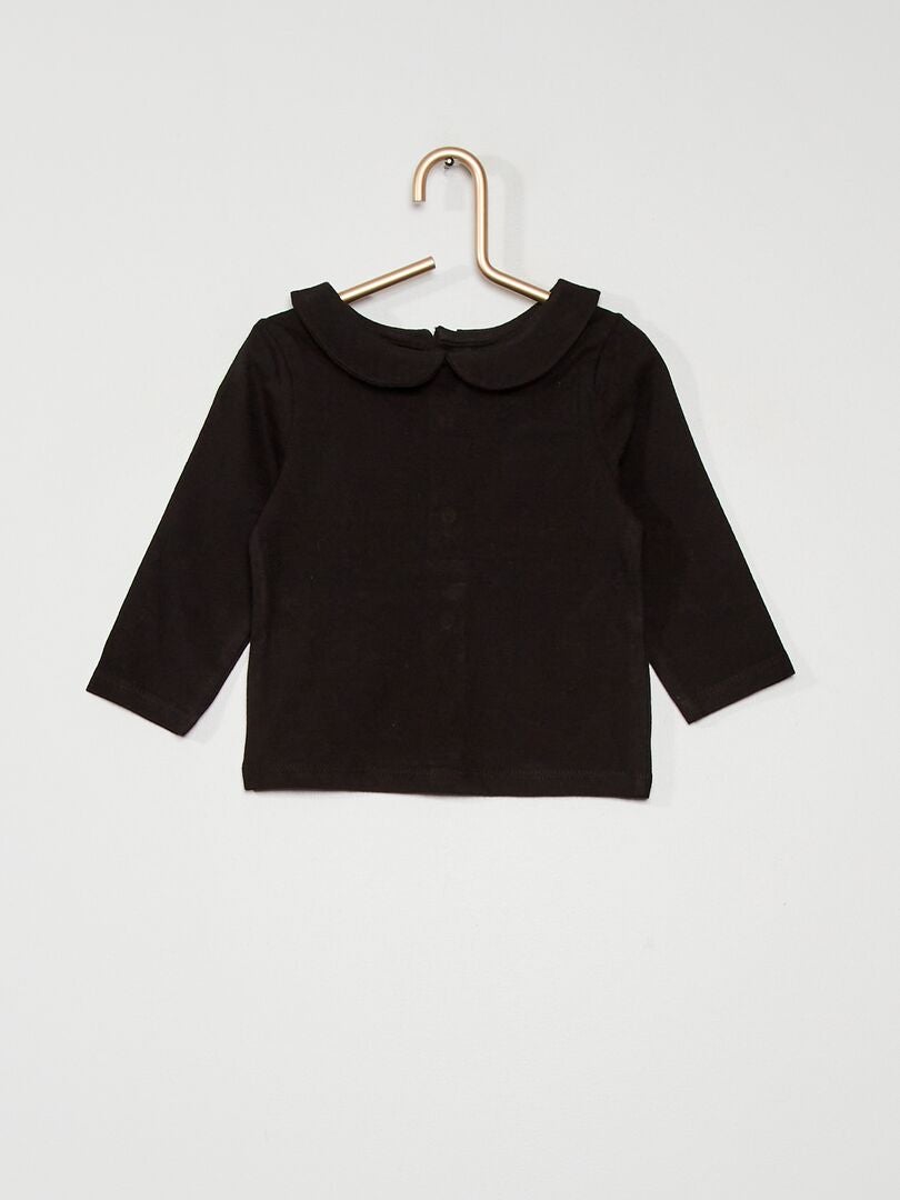 Camiseta Claudine con cuello - Negra