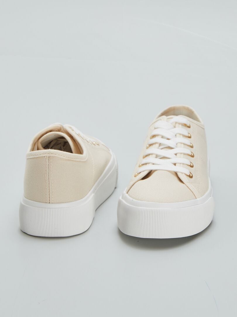 Lage canvas wedge sneakers - WIT