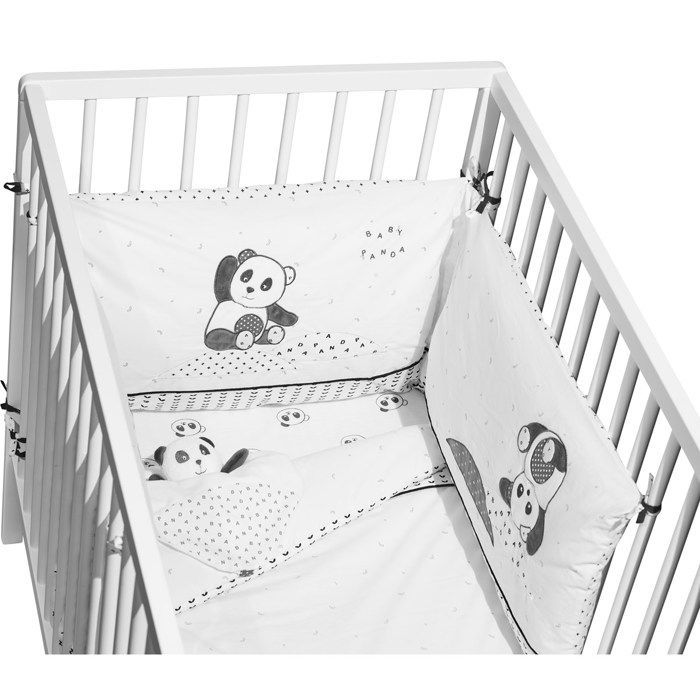 SAUTHON Set di 2 lenzuola con angoli in cotone biologico Panda Chao Chao