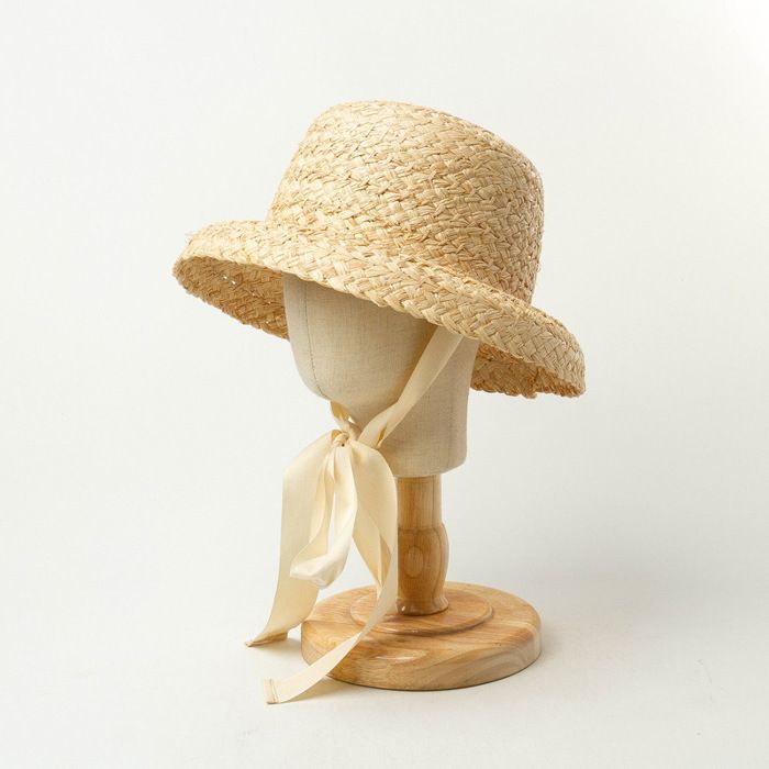 FUNMOON Sombrero de sol de paja y rafia hecho a mano para niño, estilo retro, ala plana, plegable, ideal para viajes y vacaciones - 588031
