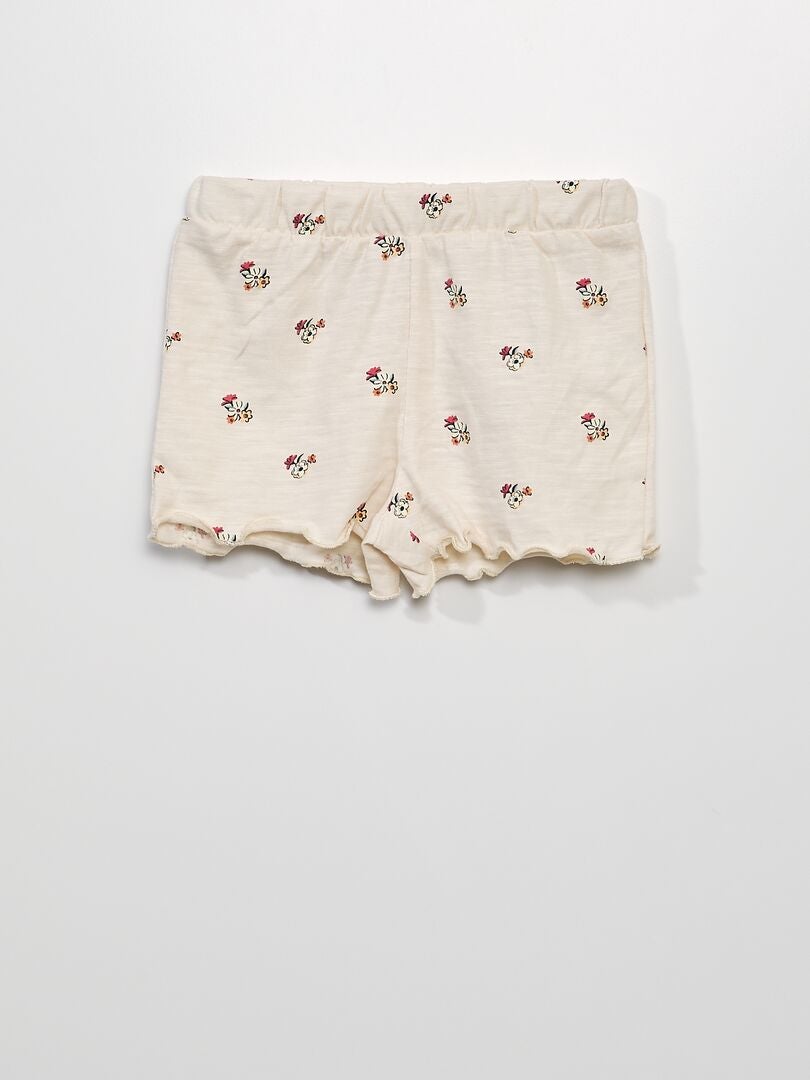 Korte pyjama - Bloemenprint - 2-delig - WIT