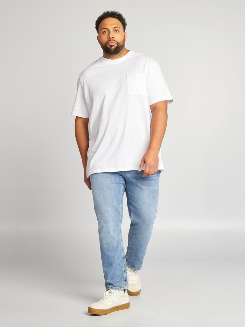 Calça jeans reta com 5 bolsos - L32 - AZUL