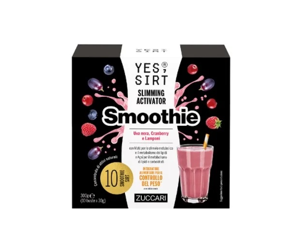 ZUCCARI Yes Sirt Smoothie Zwarte Druiven-Cranberries-Frambozen 10x30 g Gewichtscontrole