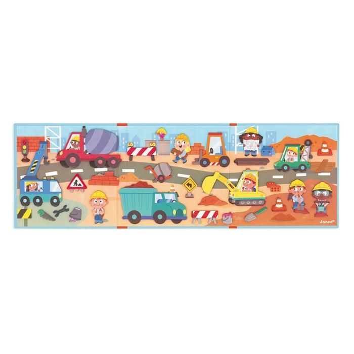 Cantiere edile Magnéti'Stories - Gioco magnetico educativo con 30 magneti - Giocattolo in cartone certificato FSC per bambini - Età 3+