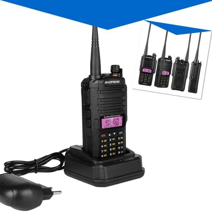Radio portátil Baofeng UV-9R Plus FM VHF/UHF con clasificación de resistencia al agua IP67, doble banda, pantalla y modo de espera de largo alcance (auriculares incluidos).