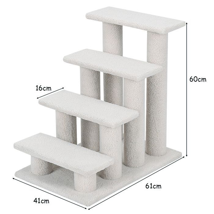 Árbol rascador para gatos COSTWAY de 60 cm, color cachemir, con escalera para mascotas de 4 niveles, capacidad de carga de 45 kg, color blanco.
