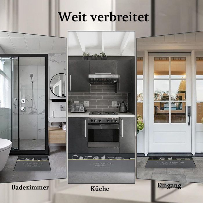 Ensembles de tapis de cuisine antidérapants lavables, ensemble de 2 tapis de cuisine, tapis de sol 50x80 + 50x120 cm