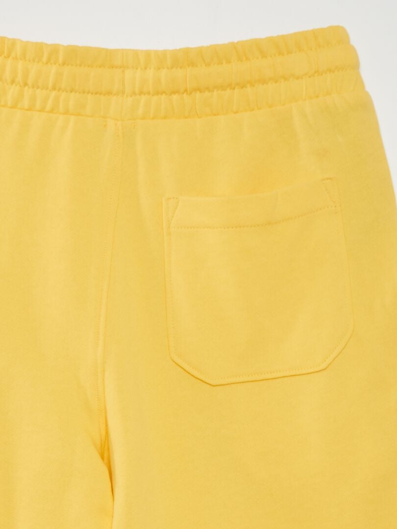 Calções de cor sólida em tecido polar - AMARELO