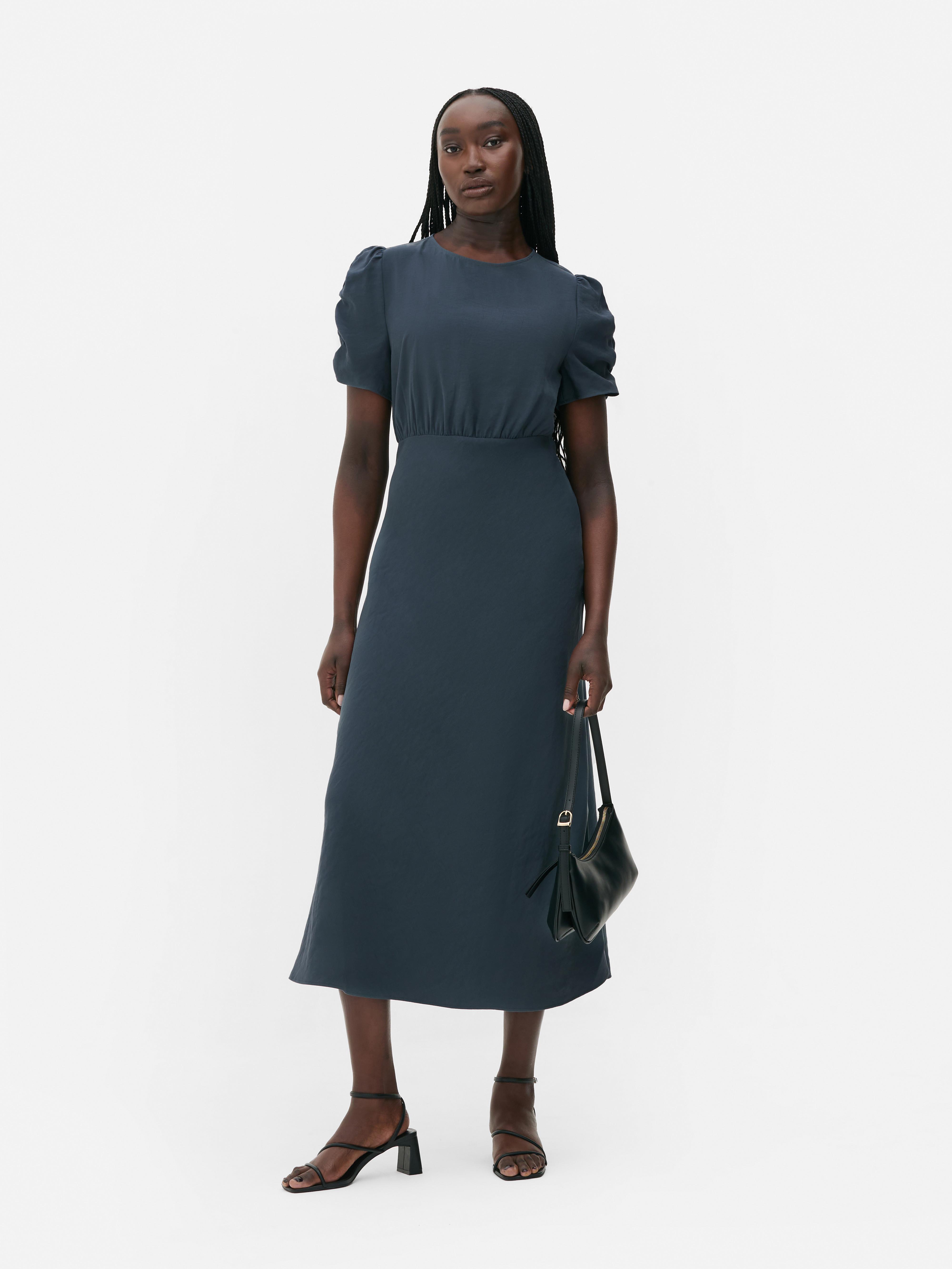 Rochie midi The Edit O rochie midi cu fustă în linie A și mâneci bufante cu volane