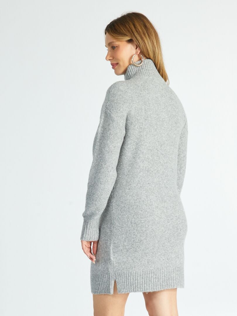 Maxi trucker sweater met kraag - GRIJS