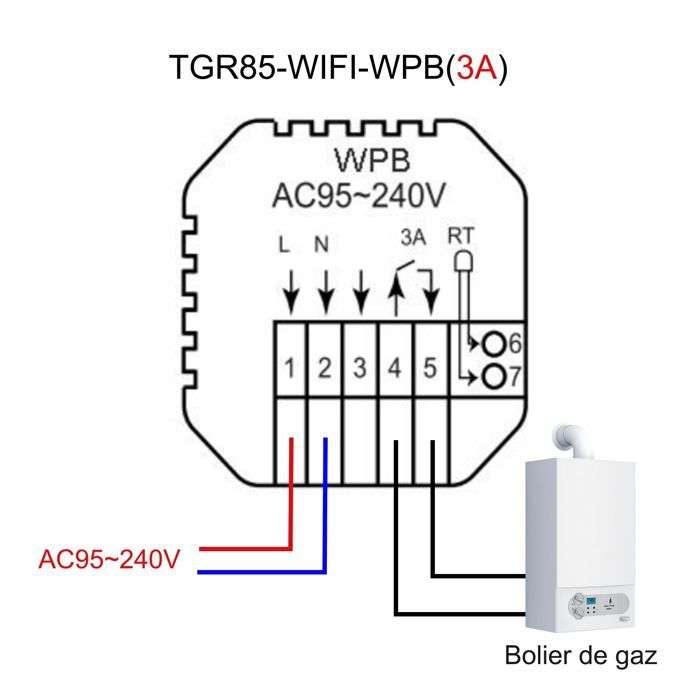 Termostato programmabile - AIMOONSA - Termostato Smart WiFi - Tuya Wi‑Fi - Google Home/Alexa - Programmabile 5+1+1
