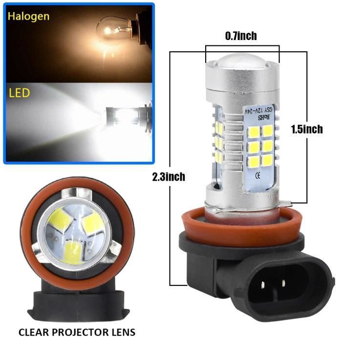 2 bombillas LED antiniebla H8 H11 H16 6000K blancas 200W 21*2835 SMD