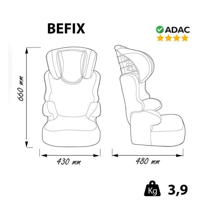 Siège auto enfant avec dossier befix groupe 2-3 (15-36kg)2
