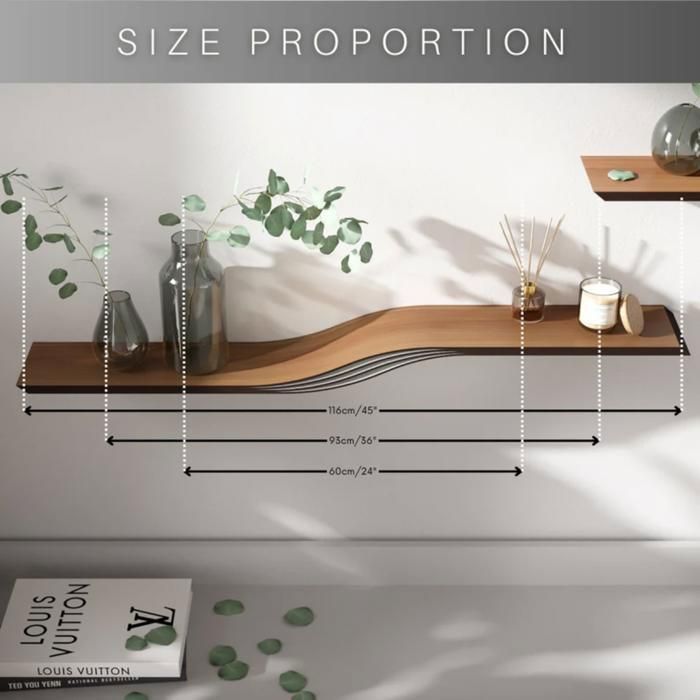 Etagère murale design EWART WOODS bois flottante moderne courbé noyer 60 cm