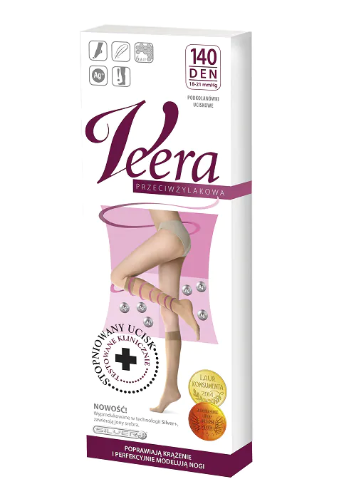 Veera Podkolanówki uciskowe 140 DEN, kolor Ecru, rozmiar 1