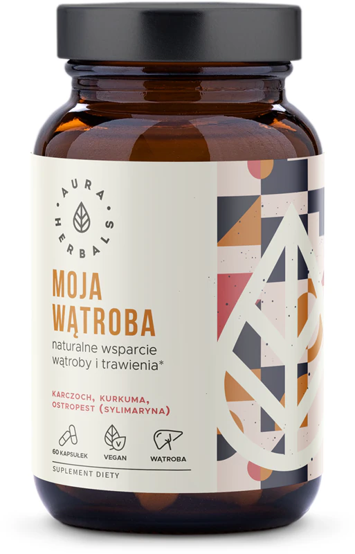 Aura Herbals My Liver - Cápsulas de suplemento alimentar de alcachofra, cardo-mariano e cúrcuma para melhorar a função hepática.