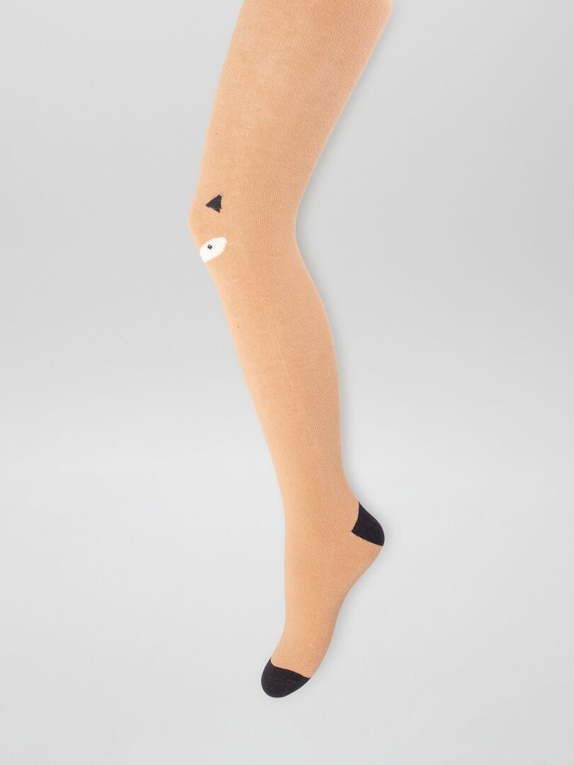 Set van 2 gebreide panty's met patroon - BEIGE