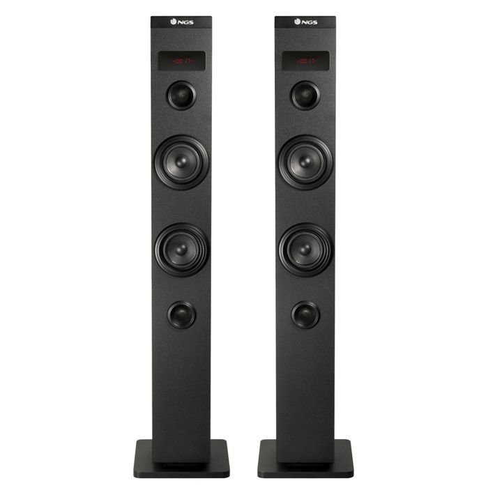 Caixa de Som Torre Bluetooth NGS SKY CHARM 50W com Controle Remoto, Entrada Óptica, USB, Rádio FM e Entrada AUX - Preta