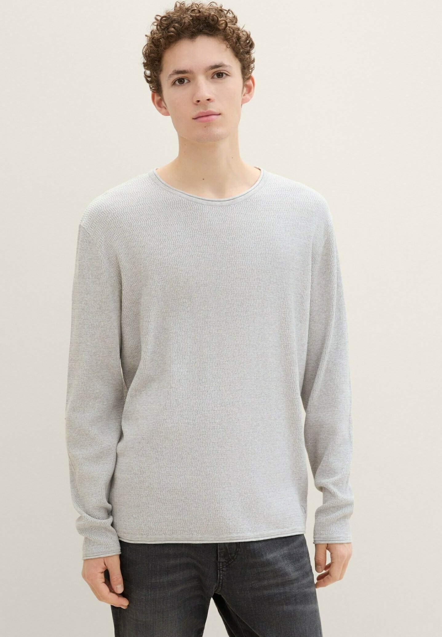 TOM TAILOR DENIM STRUCTURED - Trui - licht steengrijs gemêleerd