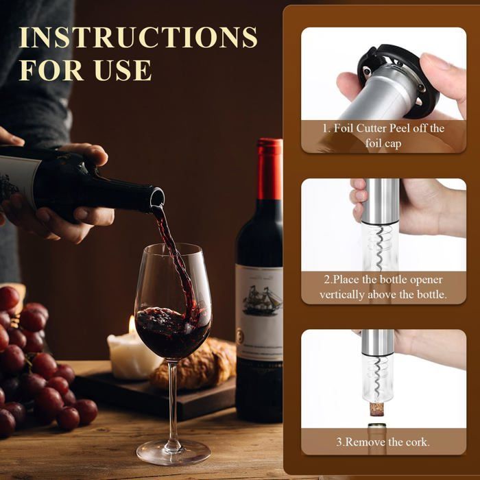 Rechargeable Electric Wine Corkscrew - 1, Standard, Cordless Foil Cutter for Home and Restaurant Use, Kitchen Accessory, Lumiryn
