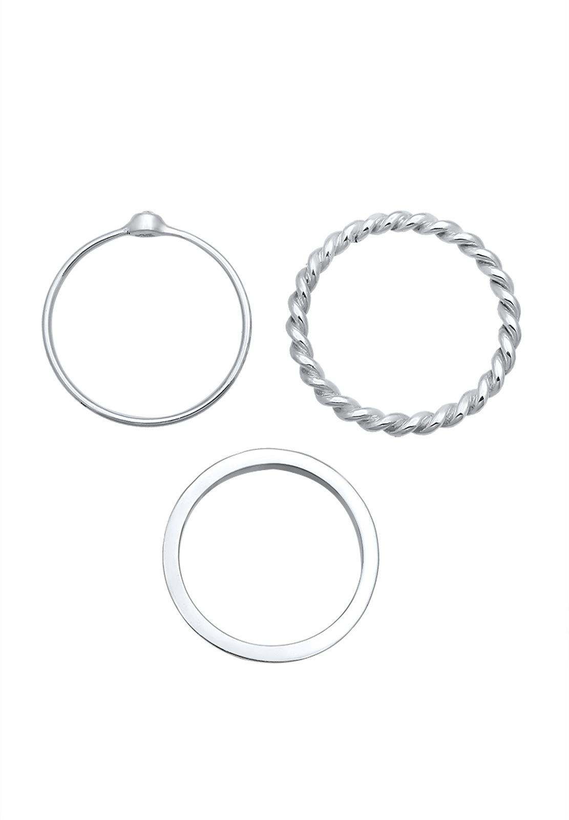 Elli Femmes Set Solitaire Basic Torsadé avec Cristal en argent sterling 925