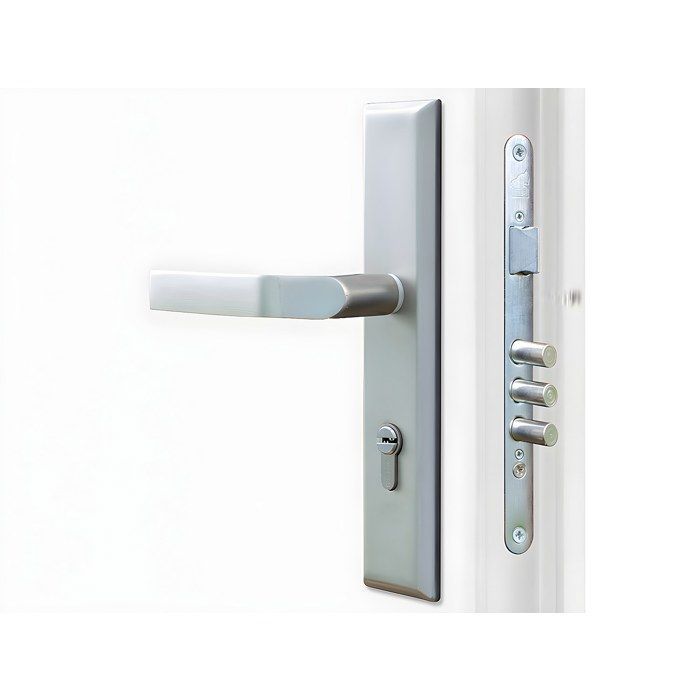 Porte d'entrée en acier avec inox L207 x L100 cm effet chêne - épaisseur 55 mm - poussant gauche - TIFANA