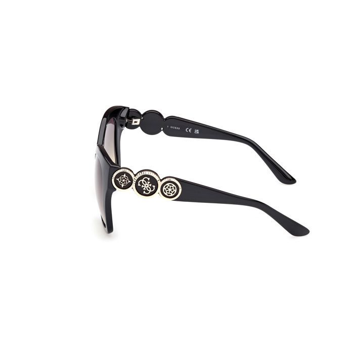 Guess zonnebril GU00197 55/20/140 05B glanzend zwart GEÏNJECTEERDE ZONNEBRIL DAMES Guess GU00197 glanzend zwart Zonnebril 55 20 140