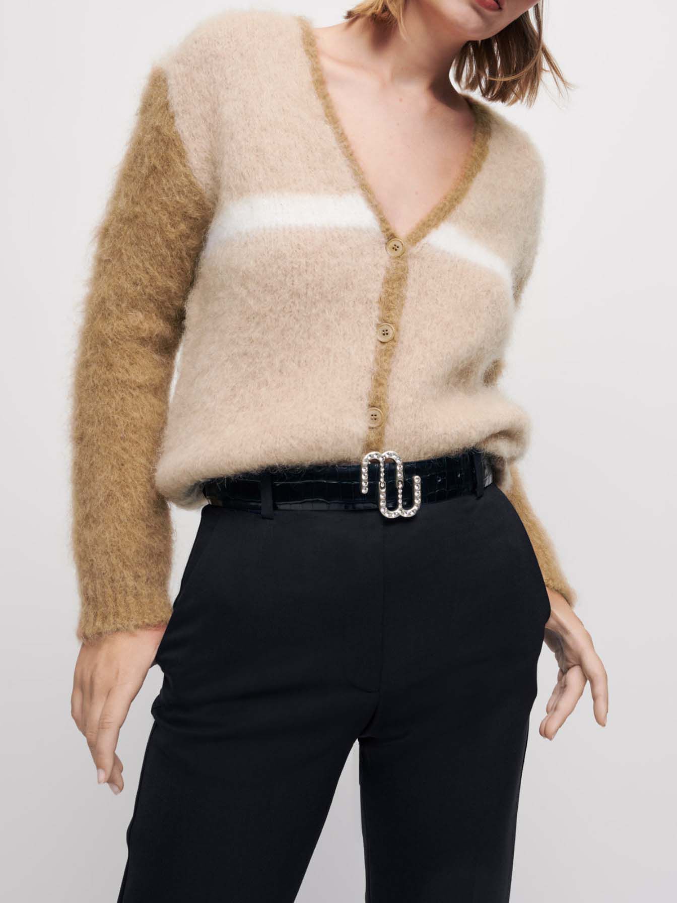 Gekaarde mohair cardigan - Camel