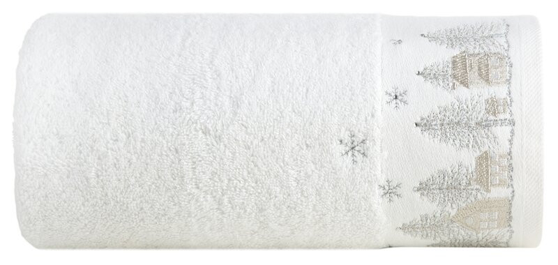 Ręcznik Joy 70x140 biały choinki świąteczny 480 g/m2