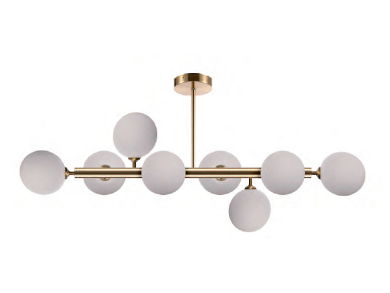 Lampa wisząca Dorado 8-punktowa metalowo-szklana biało-złota