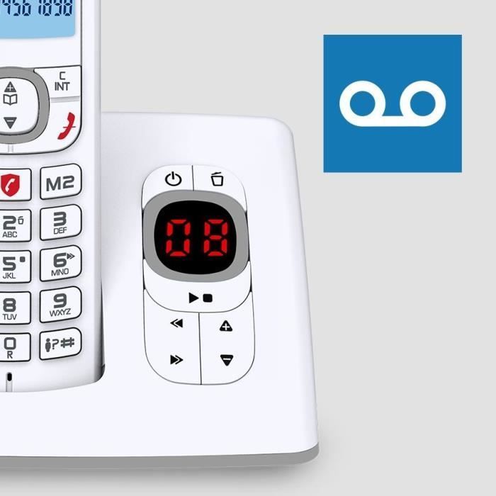 Draadloze telefoon - ALCATEL - F530 Voice - Antwoordapparaat, oproepblokkering, handsfree, 2 snelkiesnummers, wit/grijs