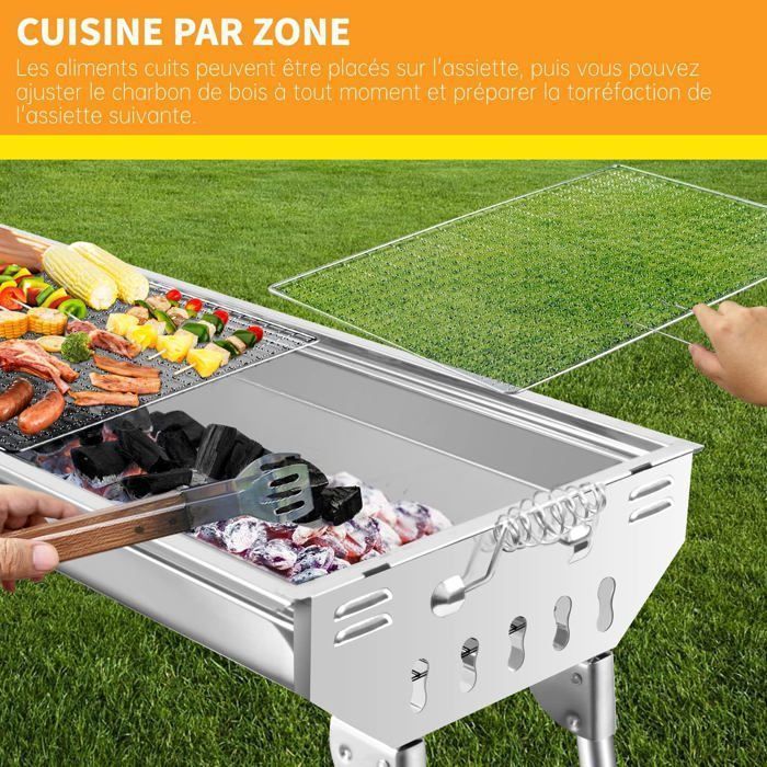 SunJas Barbecue à Charbon de Bois Inox Taille Grande BBQ Pliable Barbecue Grill à Charbon Four de Charbon Portable