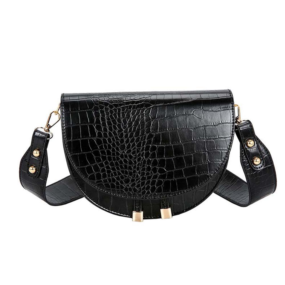 Sac bandoulière de luxe pour femme, style crocodile, demi-cercle, en cuir souple, idéal pour les femmes.