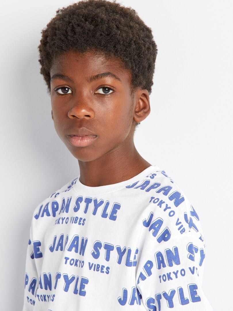 Camiseta com estampa 'Japão' - AZUL