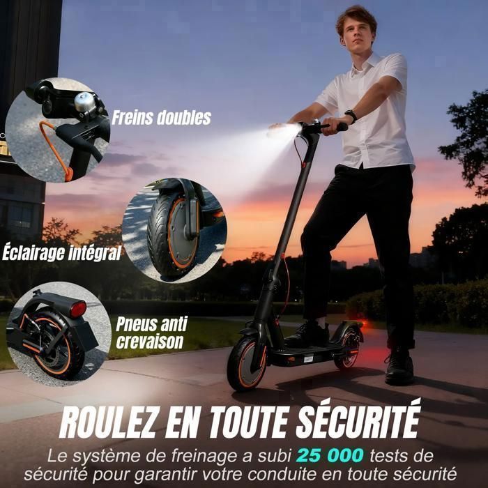 Trottinette électrique Pliable Adulte – Moteur 350W, 25km/h, Autonomie 35km, Roues 8.5
